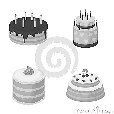 Sweetness, dessert, cream, treacle .Cakes country set collection icons in monochrome style vector symbol stock Vector Illustration
