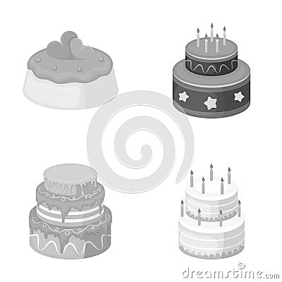 Sweetness, dessert, cream, treacle .Cakes country set collection icons in monochrome style vector symbol stock Vector Illustration