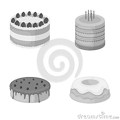 Sweetness, dessert, cream, treacle .Cakes country set collection icons in monochrome style vector symbol stock Vector Illustration