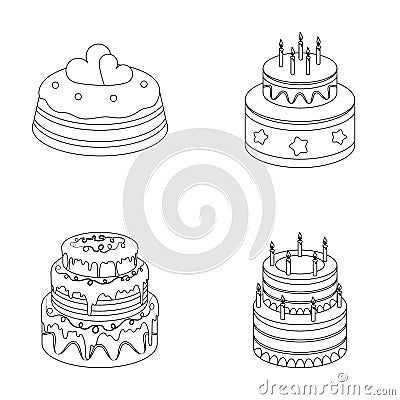 Sweetness, dessert, cream, treacle .Cakes country set collection icons in outline style vector symbol stock illustration Vector Illustration