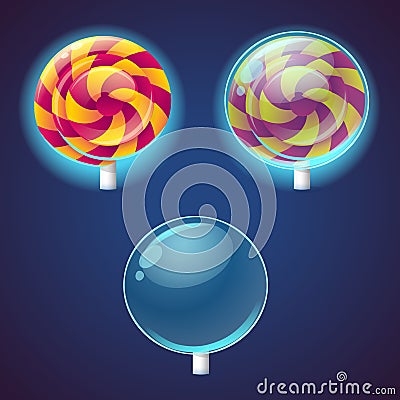 Sweets and candies colored vector icons set Vector Illustration