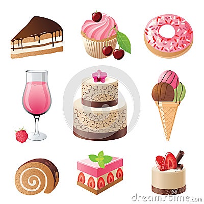 Sweets and candies icons set Vector Illustration
