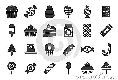 Sweets and candy icon set 2/2, glyph icons Vector Illustration