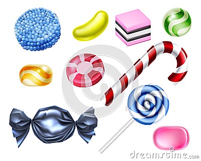 Sweets Candy Set Vector Illustration