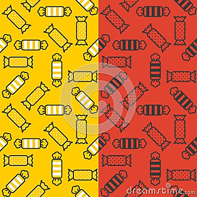 Sweets candy toffee seamless pattern in outline style Vector Illustration