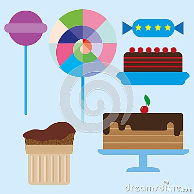 Sweets card with chocolate cream cakes Vector Illustration