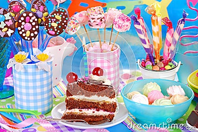 Sweets for children birthday party Stock Photo