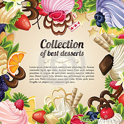 Sweets dessert frame Vector Illustration