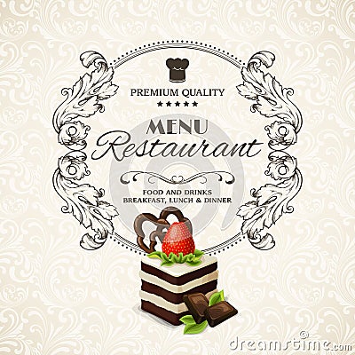 Sweets dessert restaurant menu Vector Illustration