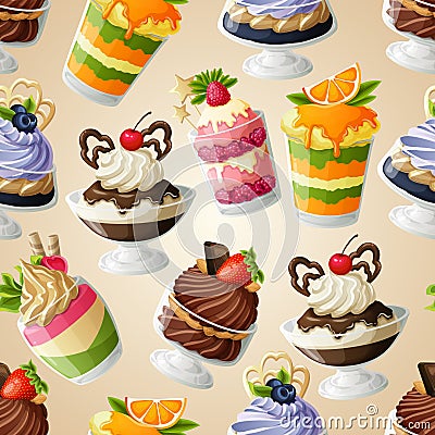 Sweets dessert seamless pattern Vector Illustration