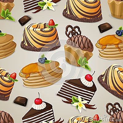 Sweets dessert seamless pattern Vector Illustration