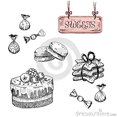 Sweets. Dessert. Vector Illustration