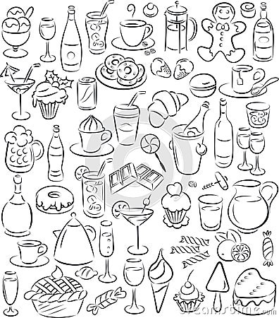 Sweets and drinks Vector Illustration