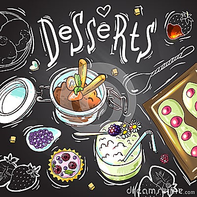 sweets food top view Vector Illustration