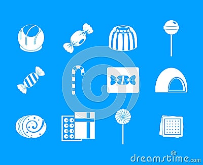 Sweets icon blue set vector Vector Illustration