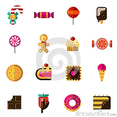 Sweets Icons Set Vector Illustration