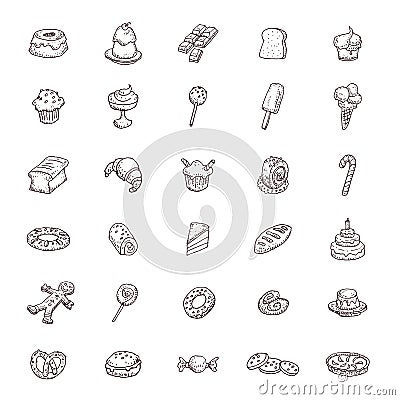 Sweets icons set, vector illustration Vector Illustration