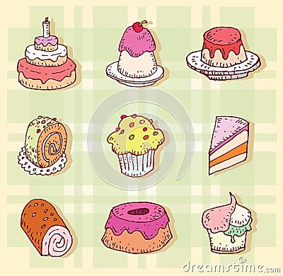 Sweets icons set, vector illustration Vector Illustration