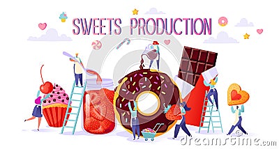 Concept of sweets food production. Vector Illustration