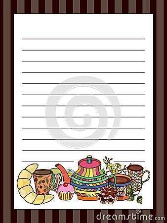 Sweets, recipe paper. Form for writing. Frame for writing. eps10 vector stock illustration Vector Illustration