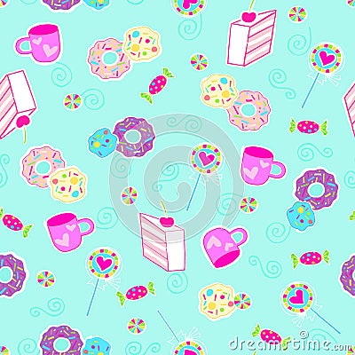 Sweets Seamless Repeat Pattern Vector Vector Illustration