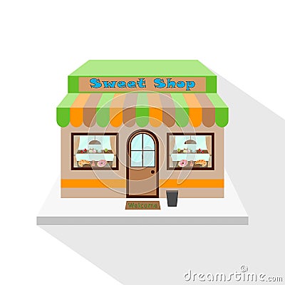 Sweets shop icon with long flat shadow Vector Illustration