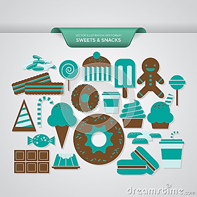 Sweets and Snacks Vector Illustration