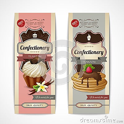 Sweets vintage banners vertical Vector Illustration