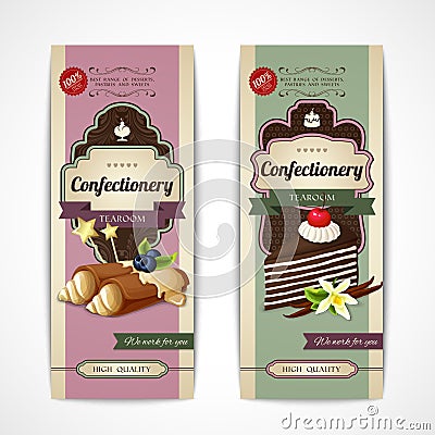 Sweets vintage banners vertical Vector Illustration