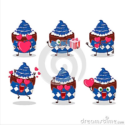 Sweety cake blueberry cartoon character with love cute emoticon Cartoon Illustration