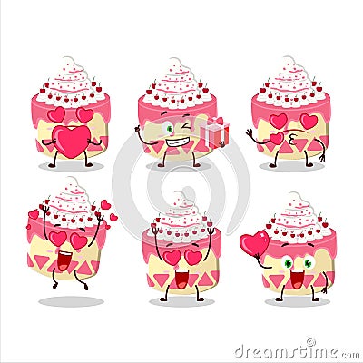 Sweety cake cherry cartoon character with love cute emoticon Cartoon Illustration