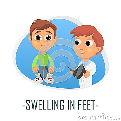 Swelling in feet medical concept. Vector illustration. Cartoon Illustration