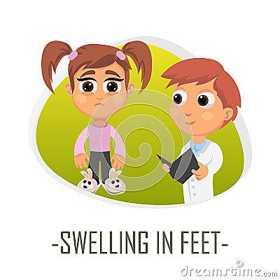 Swelling in feet medical concept. Vector illustration. Cartoon Illustration