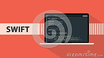 Swift code programming language with script code on laptop screen Stock Photo