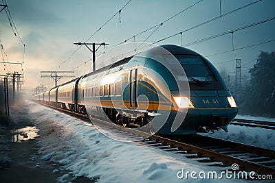Swift and efficient, the express train quickly transports passengers to destinations Stock Photo