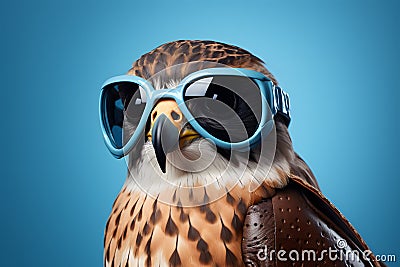 Swift Falcon with Aviator Goggles Portrait. Generative AI illustration Stock Photo