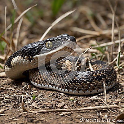 Swift Strike: Bothrops Snake in Action, Capturing Its Prey Stock Photo