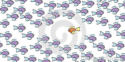 Swim Against The Tide Fish Comic Vector Illustration