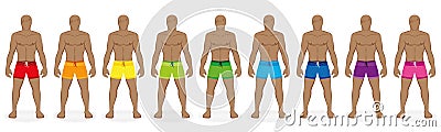 Swim Trunks Rainbow Colors Male Beachwear Vector Illustration