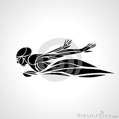 Swimmer Butterfly Stroke vector black silhouette Vector Illustration