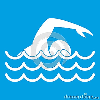 Swimmer icon white Vector Illustration