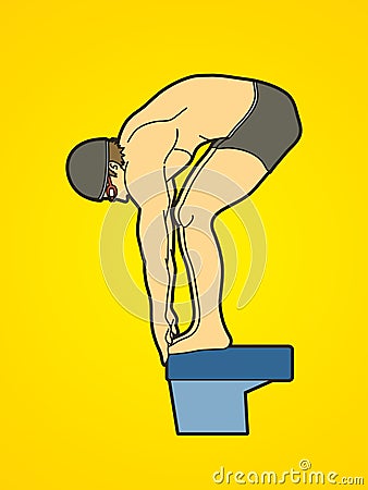 Swimmer prepare to jumping Vector Illustration