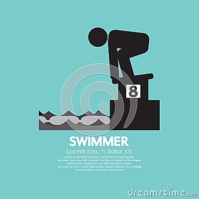 Swimmer At Starting Block Symbol Vector Illustration