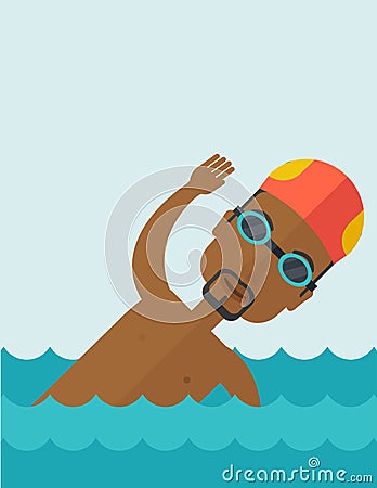 Swimmer training in pool Vector Illustration