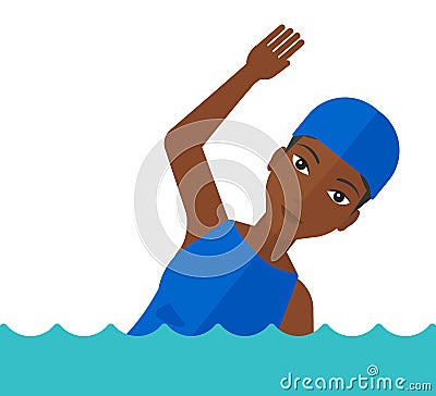 Swimmer training in pool. Vector Illustration