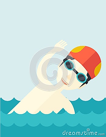 Swimmer training in pool Vector Illustration