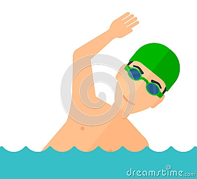 Swimmer training in pool Vector Illustration