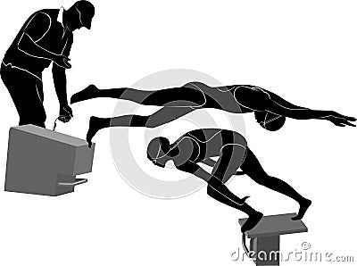 Swimmers athletes Vector Illustration