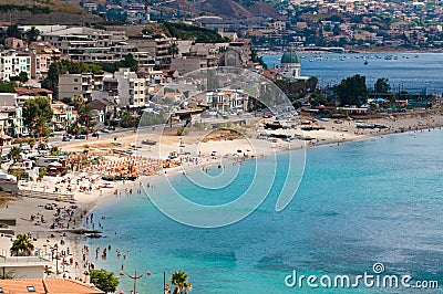 Swimmers crowding the beaches Stock Photo