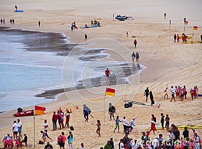 Bondi Beach on Quiet Overcast Morning, Sydney, Australia Editorial Stock Photo